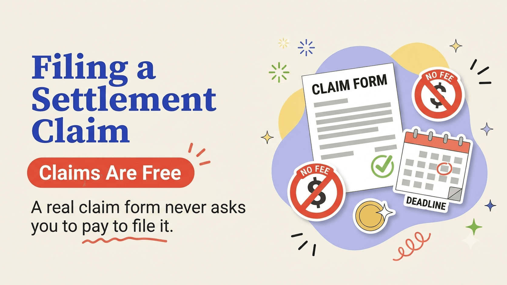 Consumer guide illustration for filing a claim in a data breach class action settlement