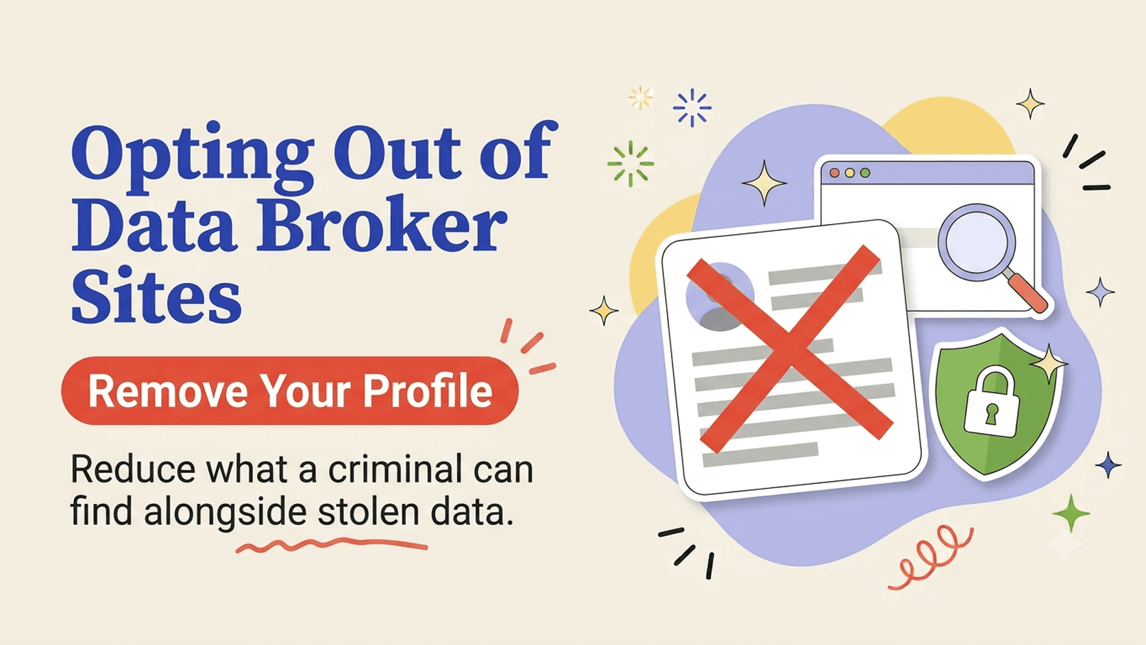 Consumer guide illustration for opting out of data broker and people-search websites after a data breach
