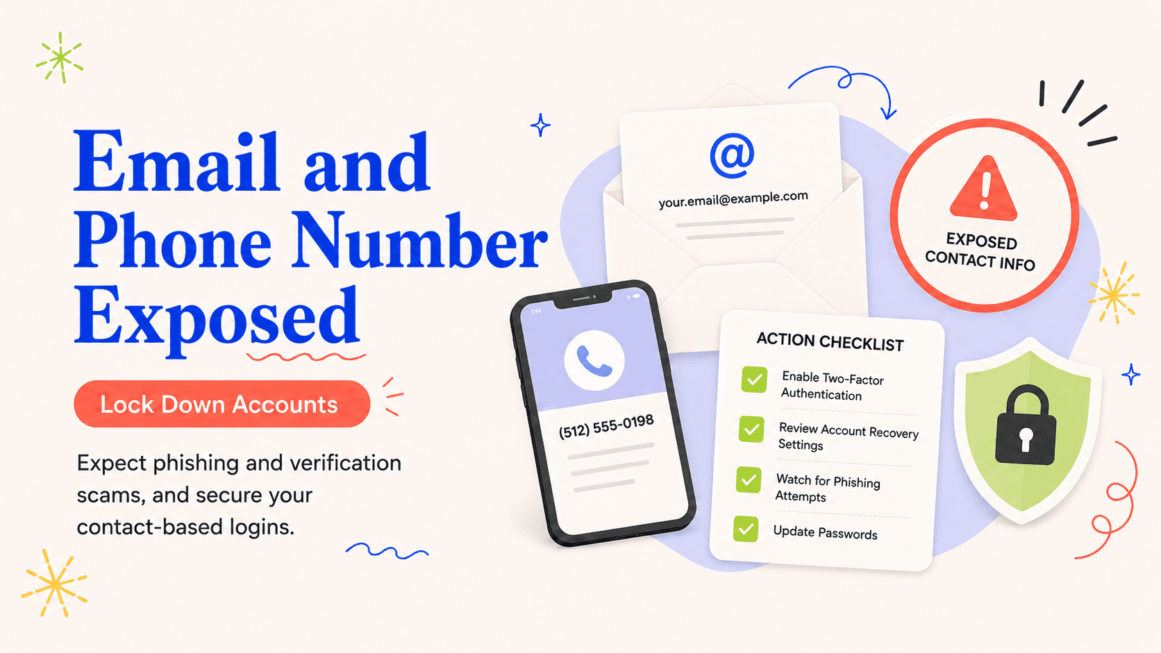 Illustrated email and phone security response after a data breach