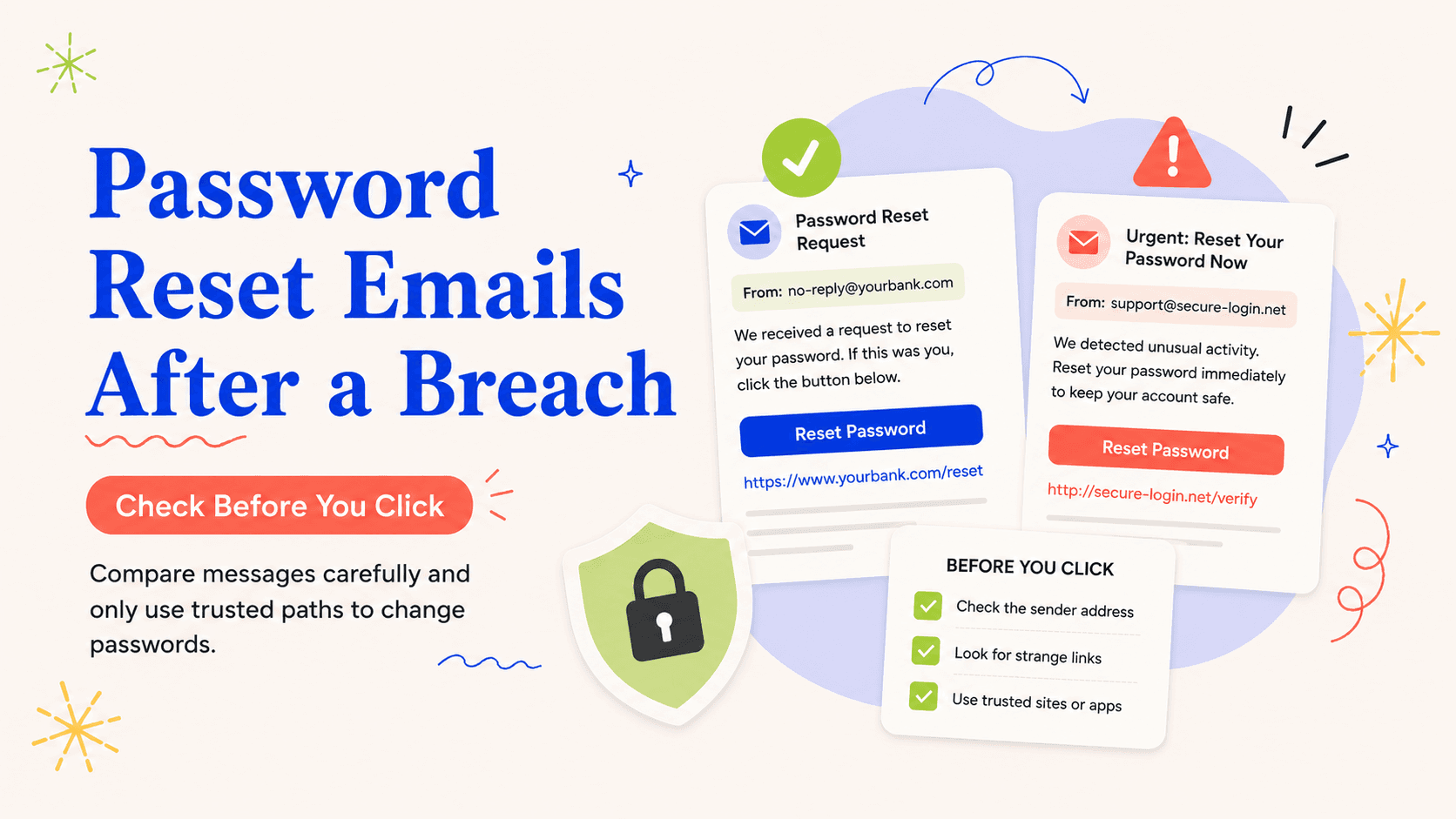 Illustrated guide for checking password reset emails after a data breach